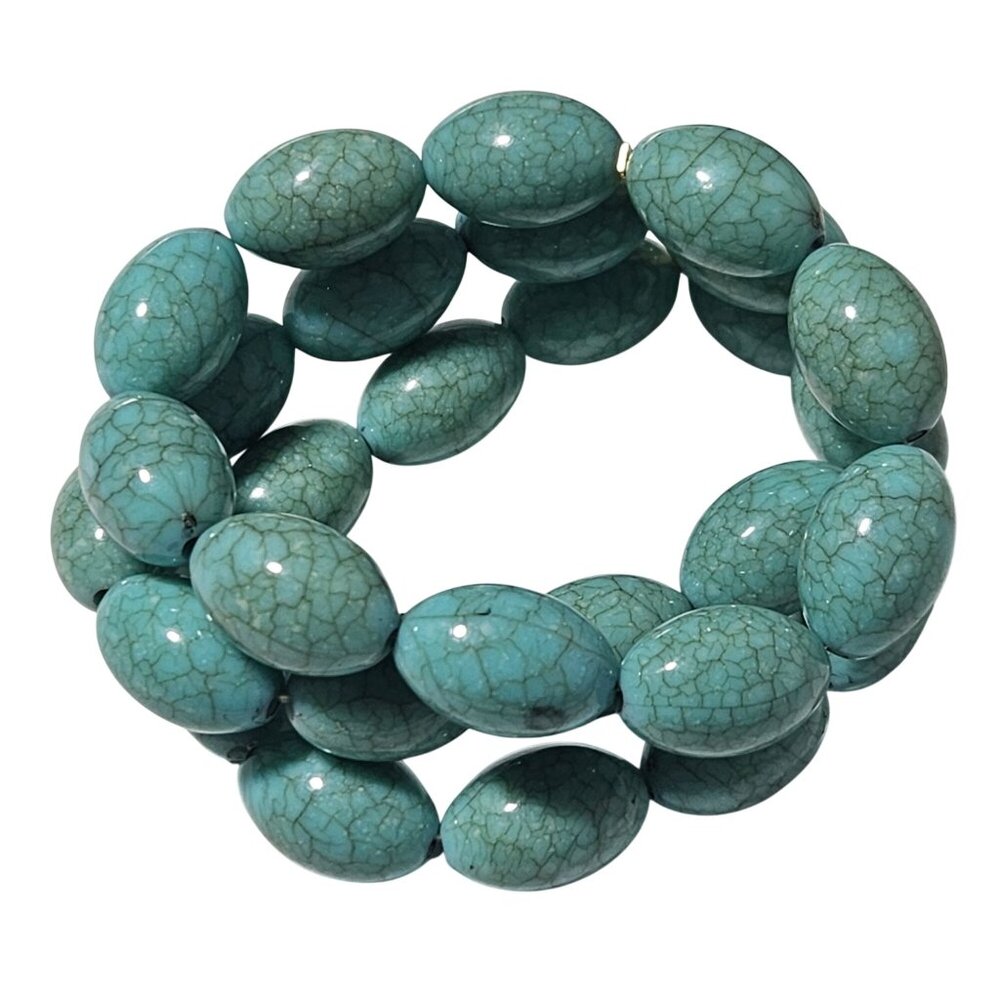 Southwest Turquoise Beaded Stretch Bracelet Multi Strand Stacked Fashion Jewelry
